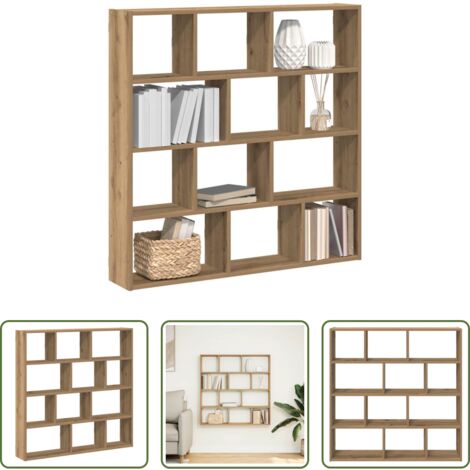 Estante de madera -  Estante cubo de pared 12 compartimentos madera roble artisan
