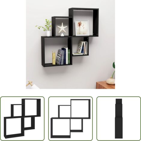 Estante de madera -  Estante cubo de pared madera contrachapada negro 80x15x78,5 cm
