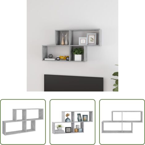 Estante de madera -  Estante de pared madera contrachapada gris hormigón 100x18x53cm
