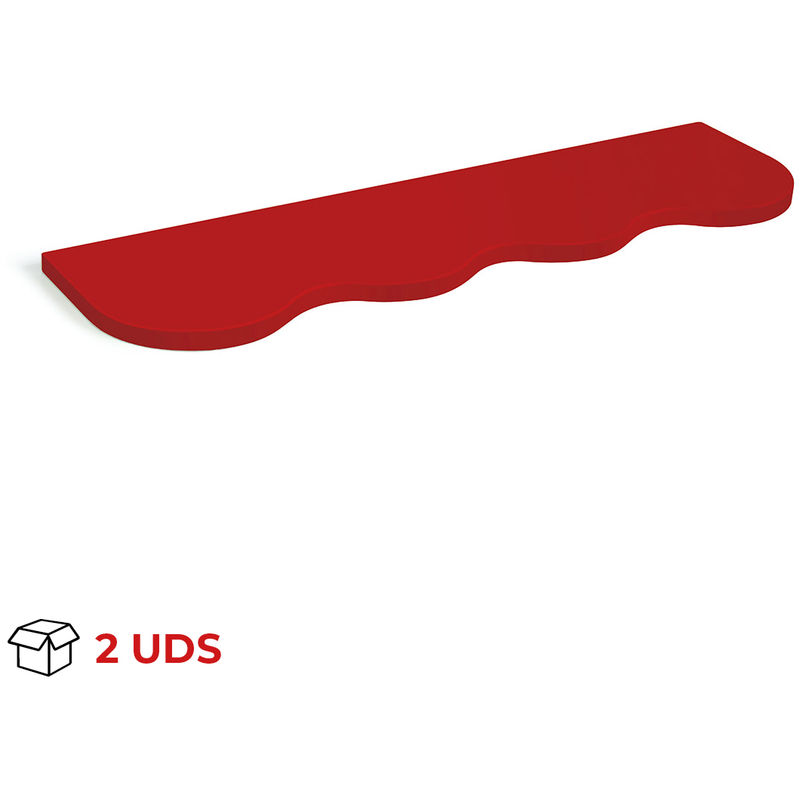 

Estante con Perfil Curvo | Estilo Decorativo | Fabricado en DM | Acabado en Rojo | Medidas 775*155*50 mm | Espesor de la Balda: 18 mm| 2 Unidades