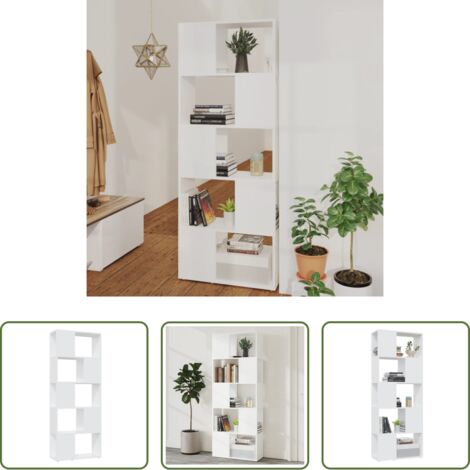 Estante de madera -  Librería separador madera contrachapada blanco 60x24x155 cm