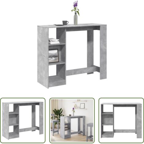 Estante de madera -  Mesa bar con estante madera gris hormigón 124x46x103,5 cm