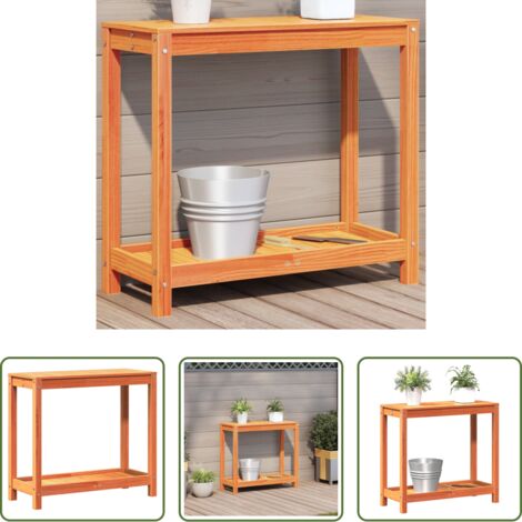 Estante de madera -  Mesa de plantación y estante madera maciza marrón 82,5x35x75 cm