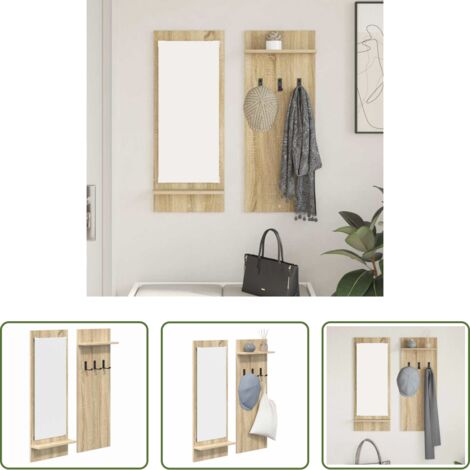 Estante de madera -  Perchero de pared con estante Roble Sonoma 70 x 10 x 90 cm