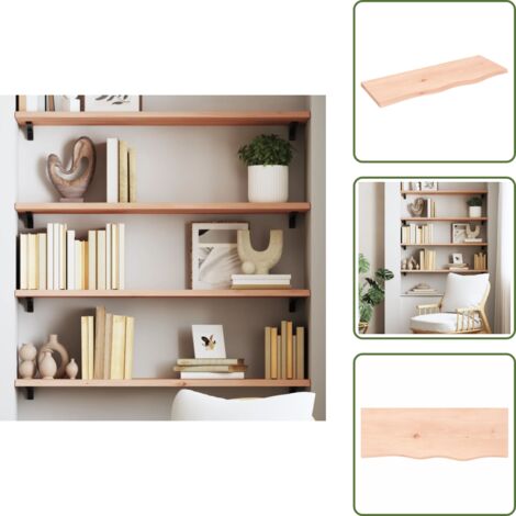 Estante de madera - vidaXL Estante de pared madera maciza de roble sin tratar 80x30x2 cm - Estante de baño