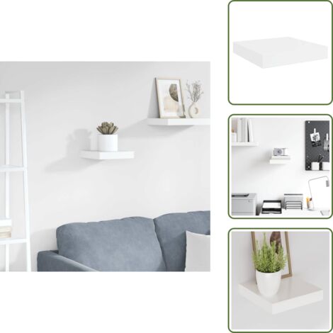 Estante de madera - vidaXL Estante flotante de pared blanco brillante MDF 23x23,5x3,8 cm - Estante de pared con montaje invisible