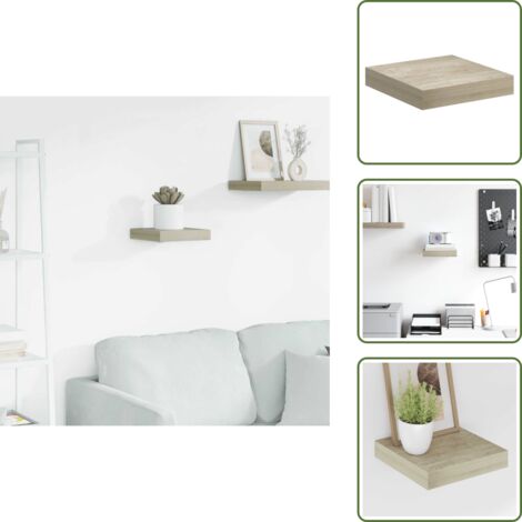 Estante de madera - vidaXL Estante flotante de pared MDF color roble 23x23,5x3,8 cm - Estante de roble