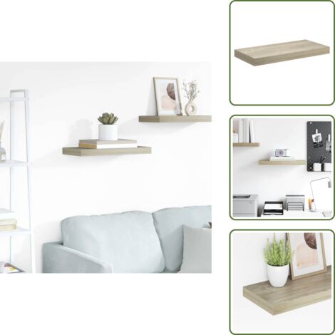 Estante de madera - vidaXL Estante flotante de pared MDF color roble 50x23x3,8 cm - Estante de roble