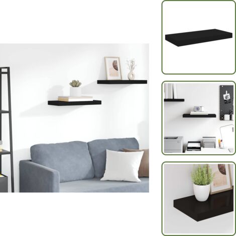 Estante de madera - vidaXL Estante flotante de pared MDF negro 50x23x3,8 cm - Estante negro