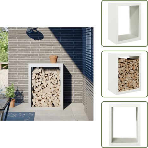 Estante de madera - vidaXL Leñero de acero blanco 60x40x80 cm - Estante de acero