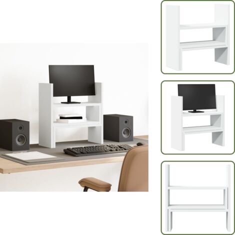 Estante de madera - vidaXL Organizador de escritorio ajustable madera blanco 40x17x41 cm - Almacenamiento de oficina