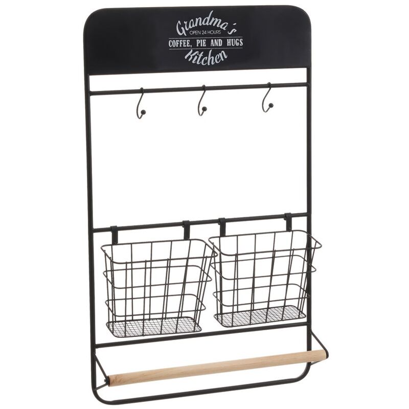 

Estante de metal negra con portarrollos de 38x7x61 cm