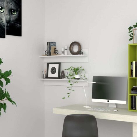 Estante de pared 2 uds madera contrachapada blanco 80x11,5x18cm vidaXL