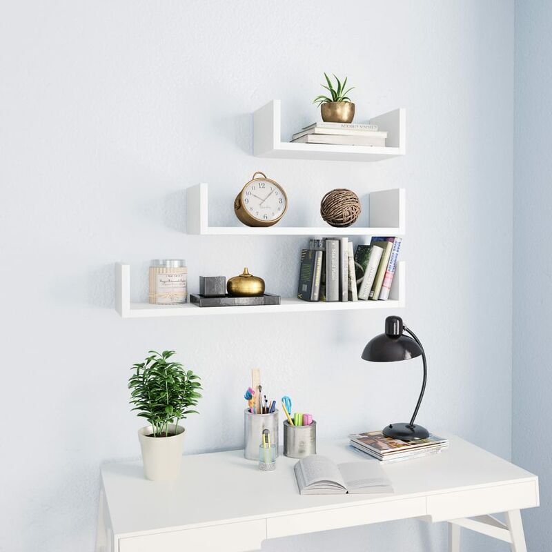 

Estante de pared 3 unidades aglomerado blanco
