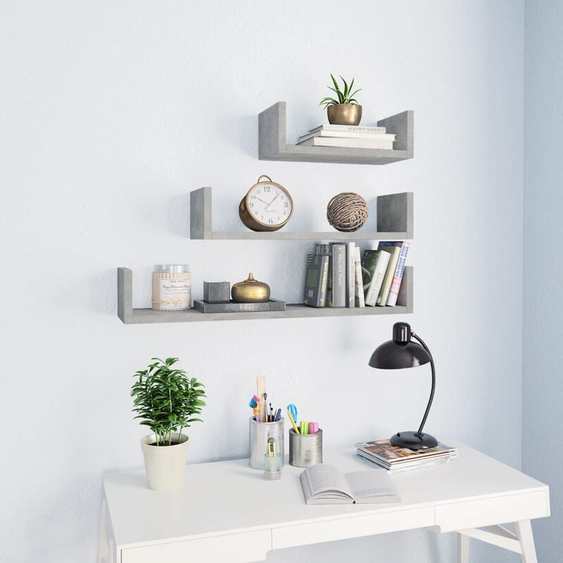 

Estante de pared 3 unidades aglomerado gris hormigon