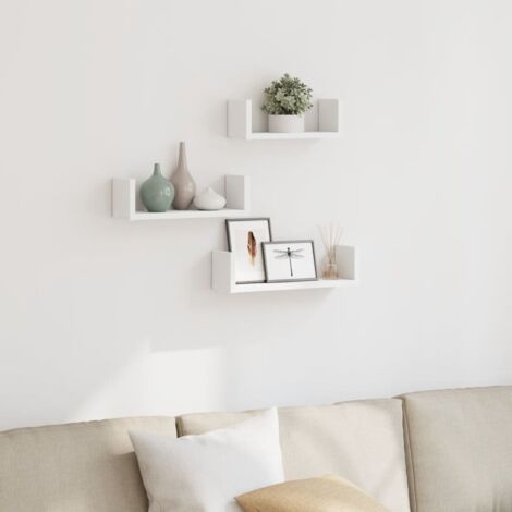 Estante de pared 3 unidades madera de ingeniería blanco vidaXL