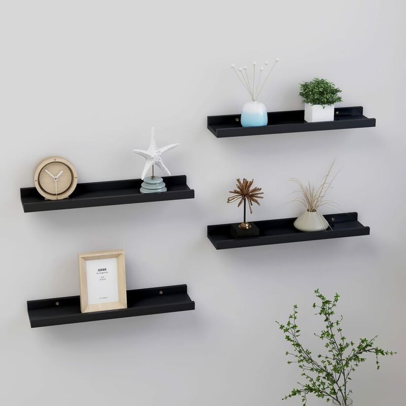 

Estante de pared 4 uds negro 40x9x3 cm