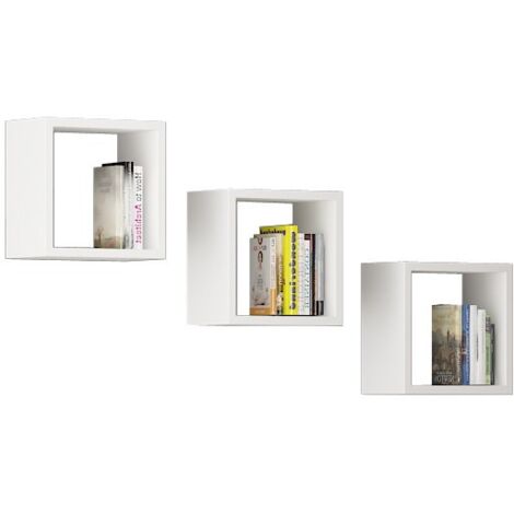 Estante de pared AKORD K25 Blanco 25 cm, conjunto de 3 estantes 25x15x25 cm
