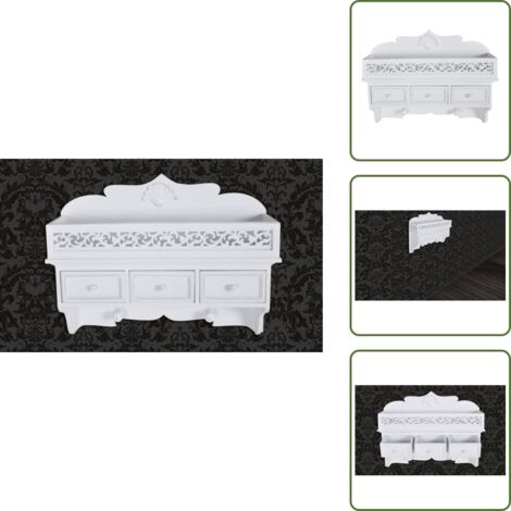 Estante de pared con 3 cajones 2 ganchos - Cajones