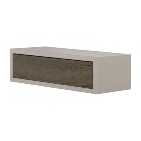 Estante de pared con cajón, mesita de noche flotante, estante de pared, marrón topo y nogal, 45 x 13,4 x 20 cm - Legolo