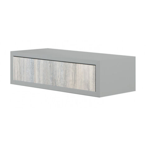Estante de pared con cajón, mesita de noche suspendida, estante de pared, gris piedra, 45 x 13,4 x 20 cm - Legolo