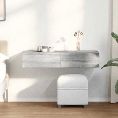 Estante de pared con cajones madera contrachapada  gris