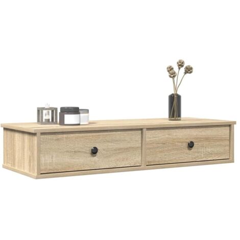 Estante de pared con cajones madera contrachapada roble