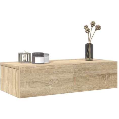 Estante de pared con cajones madera contrachapada roble