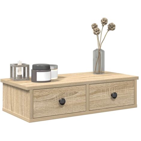Estante de pared con cajones madera contrachapada roble sonoma