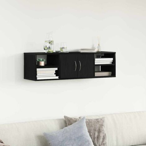 Estante de pared con estante Roble negro 140 x 41 x 75 cm vidaXL