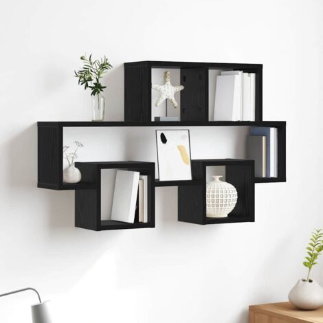 Estante de pared con estante Roble negro 82 x 15 x 51 cm vidaXL