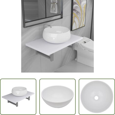 Estante de pared -  Conjunto de muebles de baño 2 piezas cerámica blanco