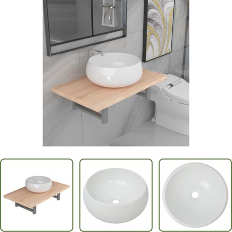 Estante de pared -  Conjunto de muebles de baño 2 piezas cerámica roble