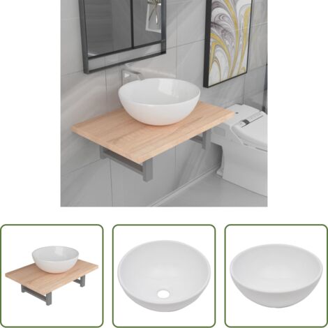 Estante de pared -  Conjunto de muebles de baño 2 piezas cerámica roble