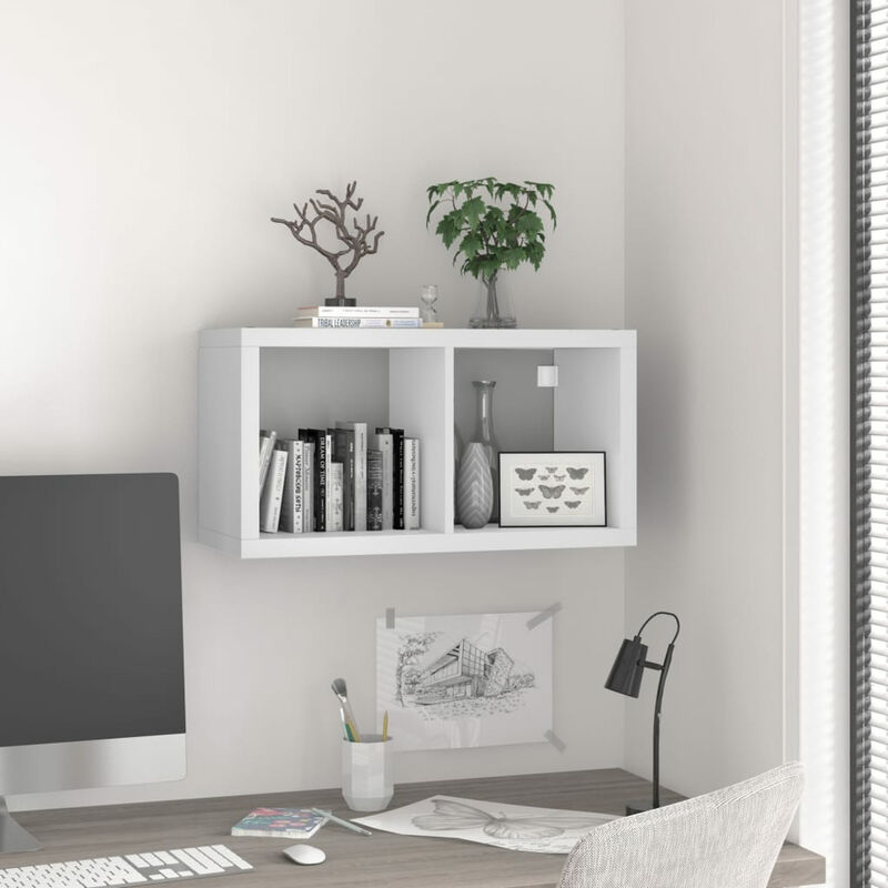 

Estante de pared cube blanco MDF 69,5x29,5x37 cm