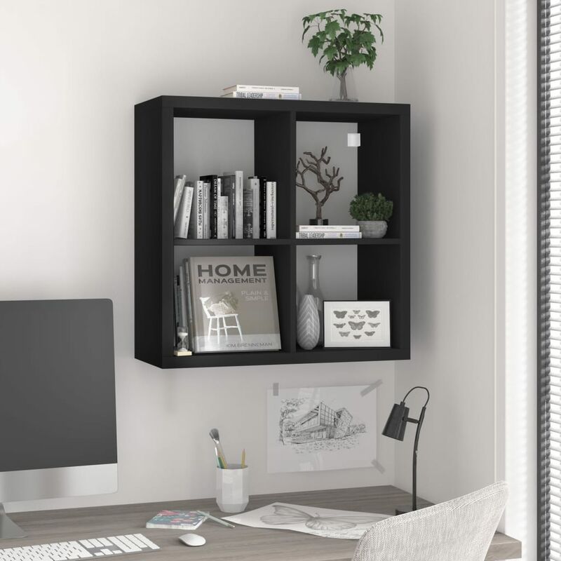 

Youthup - Estante de pared cube negro MDF 69,5x29,5x69,5 cm - Negro