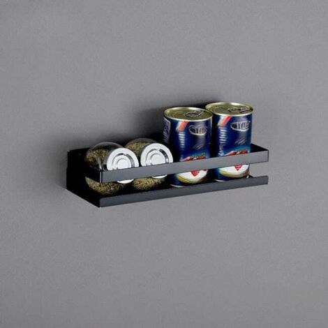 Estante de pared de acero inoxidable 304 para cocina y baño, práctico soporte para especias, utensilios y accesorios, negro, 30 x 10 x 5,8 cm.