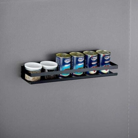 Estante de pared de acero inoxidable 304 para cocina y baño, práctico soporte para especias, utensilios y accesorios, negro, 50 x 10 x 5,8 cm.