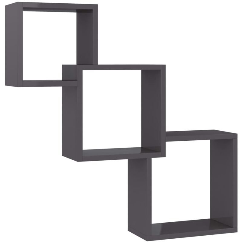 

vidaXL Estante de Pared de Cubo de Aglomerado 84,5x15x27 cm Gris Brillante - Gris