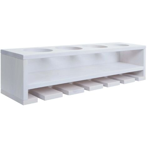 Estante de pared de diseño moderno para 4 botellas y 6 vasos 12 x 48 x 12 cm madera blanca 040009091