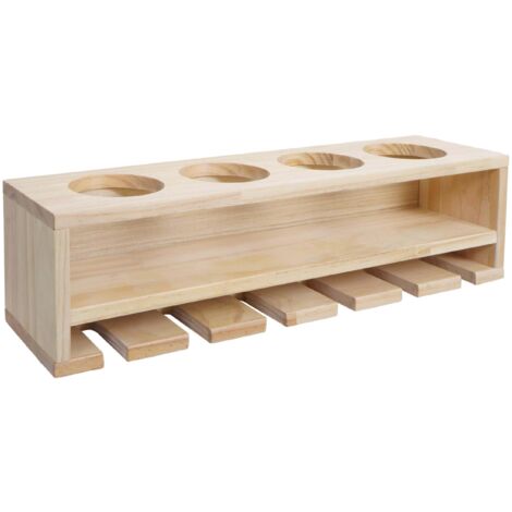 Estante de pared de diseño moderno para 4 botellas y 6 vasos 12 x 48 x 12 cm madera clara 040009089