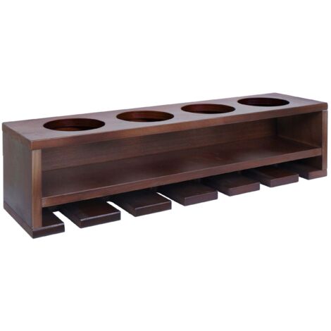 Estante de pared de diseño moderno para 4 botellas y 6 vasos 12 x 48 x 12 cm madera marrón 040009088