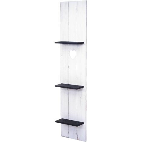 Estante de pared de madera 3 niveles 150x33x13cm madera maciza blanco vintage/shabby gris oscuro 040005178