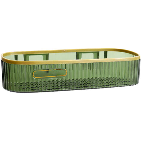 Estante de pared de plástico para montaje sin taladrar, incluye superficie adhesiva, negro/verde oscuro, diseño industrial moderno, 30 cm, para ducha y aseo.