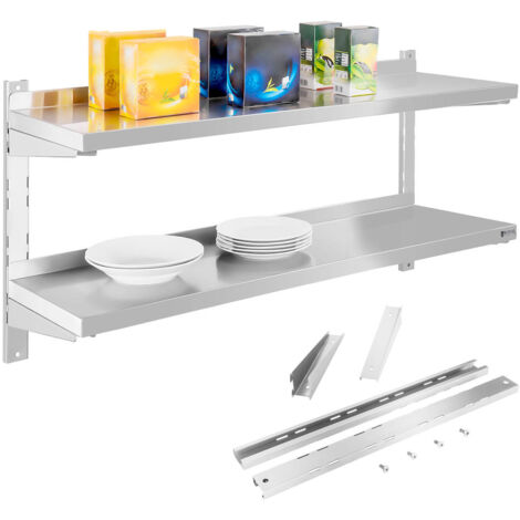 Estante de pared doble de acero, ajustable, 120cm