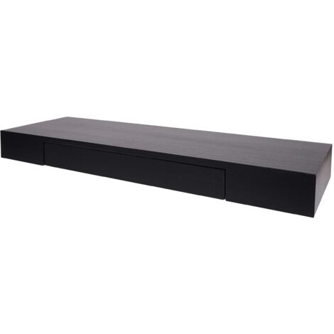 Estante de pared estante colgante con cajón de madera maciza 8x80x25cm negro 040005152