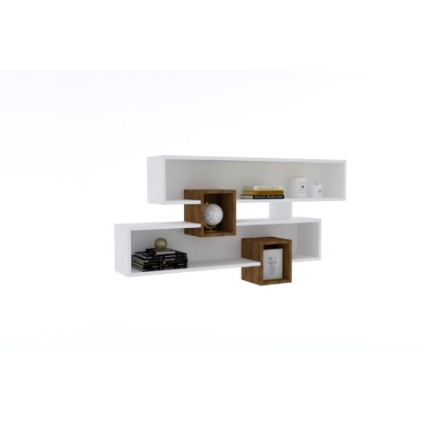 Estante de pared, estante de almacenamiento Shelf Nuez Blanco