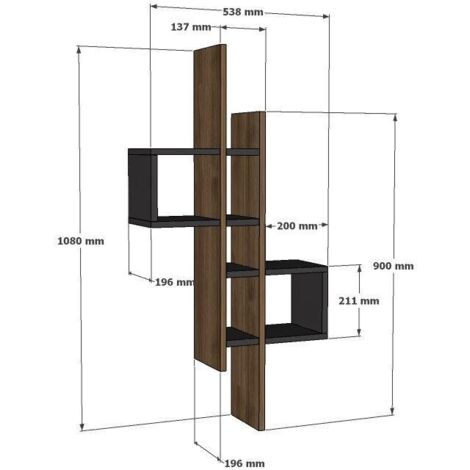 Estante de pared, estante de almacenamiento Shelf Sapphire Roble Blanco
