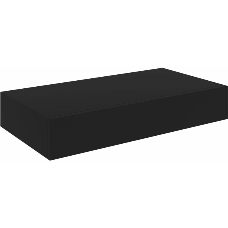 

Estante de pared flotante con cajon negro 48x25x8 cm