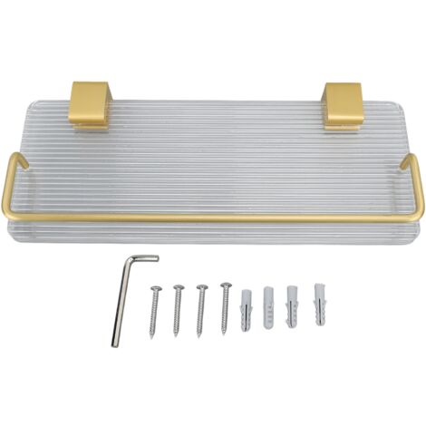 Estante de pared inoxidable e impermeable de aluminio y acrílico, 30 cm / 11,8 pulgadas, elegante, flotante, para toallas y artículos de aseo personal.